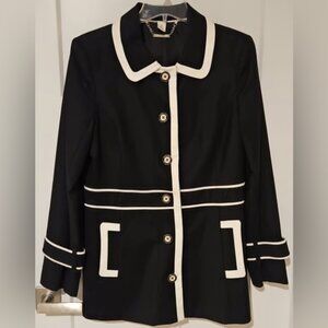 White House Black Market Black Button Front Blazer Jacket Size 8
